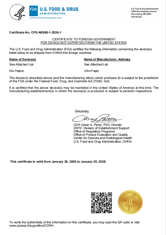FDA CERTIFICATE