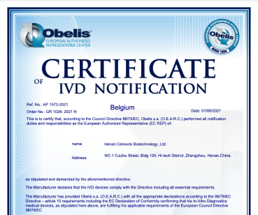 Certificate of IVD Notification